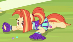 Size: 507x292 | Tagged: safe, screencap, shimmy shake, pony, 2 4 6 greaaat, cheerleader outfit, clothes, cropped, solo