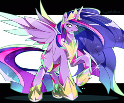 Size: 1800x1499 | Tagged: safe, artist:tyuubatu, princess twilight 2.0, twilight sparkle, twilight sparkle (alicorn), alicorn, pony, the last problem, older, older twilight, one hoof raised, solo