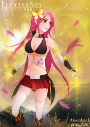 Size: 900x1273 | Tagged: safe, artist:adamarc1, fluttershy, human, belly button, female, humanized, solo