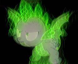 Size: 566x461 | Tagged: safe, edit, spike, dragon, molt down, dreamscope edit, epic spike, fire, winged spike