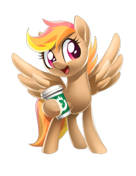 Size: 2550x3300 | Tagged: safe, artist:imdrunkontea, oc, oc:mocha sunrise, pegasus, pony, coffee, everfree northwest, simple background, solo, transparent background