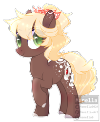 Size: 1653x2017 | Tagged: safe, artist:manella-art, oc, oc:honey apple crisp, earth pony, pony, female, mare, offspring, parent:applejack, parent:trouble shoes, parents:troublejack, simple background, solo, transparent background