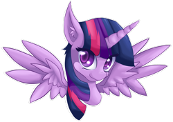 Size: 1920x1357 | Tagged: safe, artist:suziouwabami, twilight sparkle, twilight sparkle (alicorn), alicorn, pony, bust, colored pupils, cute, ear fluff, female, looking at you, mare, portrait, simple background, solo, spread wings, transparent background, twiabetes, wings