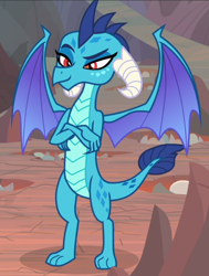 Size: 710x938 | Tagged: safe, screencap, princess ember, sweet and smoky, cropped, crossed arms, raised eyebrow, smug, solo