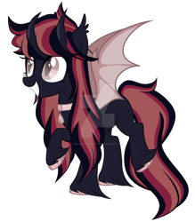 Size: 1280x1459 | Tagged: safe, artist:magicdarkart, oc, bat pony, pony, deviantart watermark, female, horns, mare, obtrusive watermark, simple background, solo, transparent background, watermark