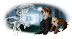 Size: 1192x650 | Tagged: safe, artist:secret-pony, deer, deer pony, original species, pony, harry potter, patronus, ponified