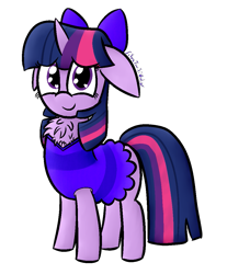 Size: 1015x1112 | Tagged: safe, artist:silversparkpone, twilight sparkle, pony, bow, clothes, dress, floppy ears, hair bow, heart eyes, neck fluff, simple background, solo, transparent background, wingding eyes