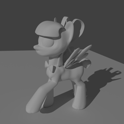 Size: 4096x4096 | Tagged: safe, artist:linyangqi, artist:林扬骐, oc, oc:wbw, oc:白黑白, pegasus, pony, 3d, blender, blender cycles, bowknot, looking forward, made with blender, moving, no color, shadow, solo, walking, wbw, 白黑白