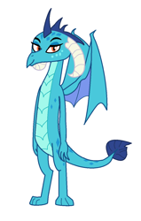 Size: 772x1212 | Tagged: safe, artist:theawesomeguy98201, princess ember, dragon, curved horn, cute, horn, looking at you, wings