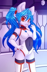 Size: 1500x2266 | Tagged: safe, artist:xalloir, oc, oc:galaea, anthro, earth pony, clothes, female, futuristic, mare, solo, zettai ryouiki