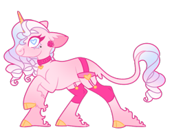 Size: 669x524 | Tagged: safe, artist:unicorn-mutual, oc, classical unicorn, pony, unicorn, cloven hooves, colored horn, female, garters, heart eyes, horn, leonine tail, mare, simple background, solo, transparent background, unshorn fetlocks, wingding eyes