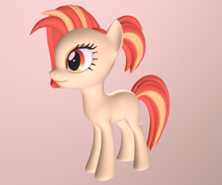 Size: 1071x896 | Tagged: safe, artist:jdash, shimmy shake, earth pony, pony, 2 4 6 greaaat, 3d, female, mare, pink background, ponytail, simple background, solo