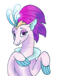Size: 774x1032 | Tagged: safe, artist:lechu-zaz, queen novo, seapony (g4), my little pony: the movie, crown, fins, jewelry, looking at you, obtrusive watermark, regalia, simple background, smug, solo, transparent background, watermark