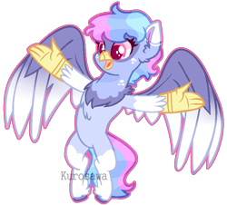 Size: 780x704 | Tagged: safe, artist:kurosawakuro, oc, hippogriff, base used, female, interspecies offspring, magical lesbian spawn, offspring, outline, parent:gilda, parent:rainbow dash, parents:gildash, simple background, solo, transparent background, two toned wings, watermark, wings