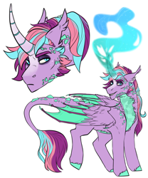 Size: 2500x3000 | Tagged: safe, artist:jeshh, oc, oc:lucid vision, dracony, dragon, hybrid, pony, high res, interspecies offspring, magic, male, offspring, parent:princess flurry heart, parent:spike, parents:flurryspike, simple background, solo, white background