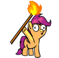 Size: 205x200 | Tagged: safe, scootaloo, pegasus, pony, female, filly, hoof hold, picture for breezies, simple background, torch, transparent background