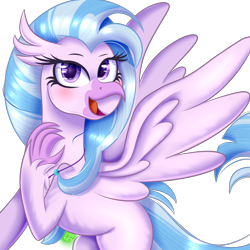 Size: 2000x2000 | Tagged: safe, artist:redheartponiesfan, silverstream, classical hippogriff, hippogriff, female, open mouth, simple background, solo, spread wings, transparent background, wings