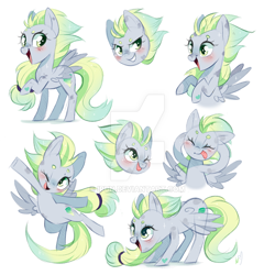 Size: 800x800 | Tagged: safe, artist:ipun, oc, oc:vortex, pegasus, pony, blushing, chibi, deviantart watermark, female, mare, obtrusive watermark, one eye closed, simple background, solo, watermark, white background