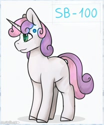 Size: 902x1080 | Tagged: safe, artist:mariashapony, sweetie belle, sweetie bot, pony, robot, robot pony, unicorn, android, blank flank, crossover, cute, detroit: become human, diasweetes, female, mare, simple background, solo, white background