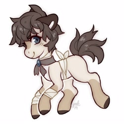 Size: 4000x4000 | Tagged: safe, artist:misocosmis, oc, oc only, earth pony, pony, bandage, necktie, simple background, white background