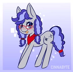 Size: 640x627 | Tagged: safe, artist:noahekey, oc, oc only, oc:cinnabyte, earth pony, pony, adorkable, bandana, cute, dork, earth pony oc, female, glasses, mare, ocbetes, solo, tongue out