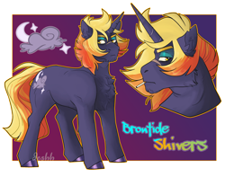 Size: 3000x2364 | Tagged: safe, artist:jeshh, oc, oc:brontide shivers, pony, unicorn, cigarette, magical lesbian spawn, male, offspring, parent:lightning dust, parent:tempest shadow, solo, stallion