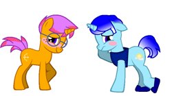 Size: 736x412 | Tagged: safe, artist:apigirl000, oc, oc only, pony creator, blushing, duo, duo male, embarrassed, gay, male, male x male, oc x oc, shipping, shy