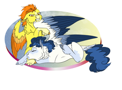 Size: 3186x2350 | Tagged: safe, artist:xxhuntersguardianxx, blaze, high winds, pony, colored wings, multicolored wings, prone, sleeping, wings
