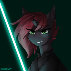 Size: 2000x2000 | Tagged: safe, artist:serodart, oc, pony, unicorn, commission, lightsaber, solo, star wars, sword, weapon