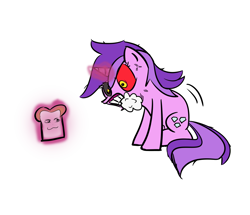 Size: 1326x1142 | Tagged: safe, artist:hawkn24, amethyst star, sparkler, pony, angry, bloodshot eyes, bread, cross-popping veins, foaming at the mouth, food, frothing, insanity, mental breakdown, red eyes