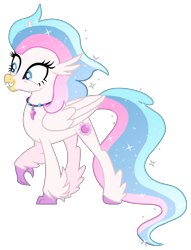 Size: 1298x1703 | Tagged: safe, artist:musical-medic, oc, oc only, oc:orella, classical hippogriff, hippogriff, hybrid, colored hooves, interspecies offspring, magical lesbian spawn, offspring, parent:princess celestia, parent:queen novo, parents:novolestia, simple background, solo, transparent background