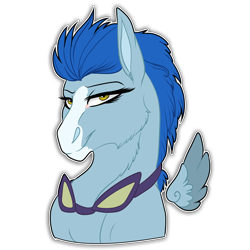 Size: 512x512 | Tagged: safe, artist:xxhuntersguardianxx, nightshade, pegasus, pony, blaze (coat marking), bust, female, floating wings, goggles, lidded eyes, looking at you, mare, missing accessory, simple background, smiling, smirk, solo, sticker, transparent background, wings