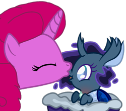 Size: 1224x1080 | Tagged: safe, alternate version, artist:徐詩珮, oc, oc:ehenk berrytwist, pony, unicorn, baby, female, kissing, magical lesbian spawn, mare, offspring, parent:glitter drops, parent:tempest shadow, parents:glittershadow