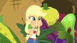 Size: 748x421 | Tagged: safe, screencap, applejack, better together, equestria girls, holidays unwrapped, cute, jackabetes, o come all ye squashful