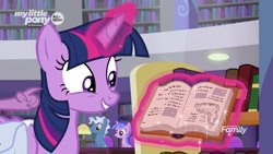 Size: 1920x1080 | Tagged: safe, screencap, pokey pierce, sea swirl, seafoam, twilight sparkle, twilight sparkle (alicorn), alicorn, pony, the point of no return, adorkable, book, cute, dork, magic, salvador dalí, that pony sure does love books, the persistence of memory