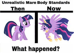 Size: 661x472 | Tagged: artist needed, safe, artist:decprincess, edit, princess twilight 2.0, twilight sparkle, twilight sparkle (alicorn), unicorn twilight, alicorn, pony, unicorn, the last problem, comparison, meme, older, older twilight, ponified meme, unrealistic male body standards