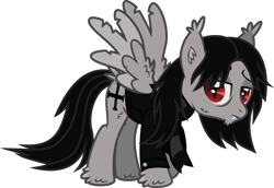 Size: 1650x1134 | Tagged: safe, artist:lightningbolt, derpibooru exclusive, pegasus, pony, undead, vampire, vampony, .svg available, bags under eyes, butt fluff, clothes, ear fluff, fangs, gerard way, hoof fluff, jacket, lidded eyes, male, my chemical romance, ponified, raised hoof, scarf, simple background, slit eyes, solo, stallion, svg, tail feathers, tattered, tattered wings, transparent background, vector, wing fluff, wings