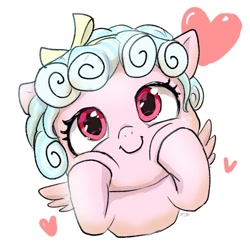 Size: 540x536 | Tagged: safe, artist:dhy03032, cozy glow, pegasus, pony, cozybetes, cute, female, filly, heart, simple background, solo, squishy cheeks, white background