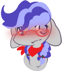 Size: 448x512 | Tagged: safe, artist:fluffire, oc, oc only, oc:cinnabyte, earth pony, pony, adorkable, bandana, blushing, clapping, cute, dork, earth pony oc, embarrassed, glasses, icon, telegram sticker