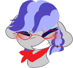 Size: 512x476 | Tagged: safe, artist:fluffire, oc, oc only, oc:cinnabyte, earth pony, pony, adorkable, bandana, clapping, cute, dork, earth pony oc, glasses, icon, smiling, smirk, telegram sticker