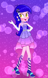 Size: 872x1412 | Tagged: safe, artist:lumi-infinite64, oc, equestria girls, clothes, dress, eyeshadow, gloves, gradient background, makeup, shoes