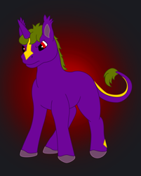 Size: 1315x1636 | Tagged: safe, artist:chili19, oc, oc only, oc:maurus, pony, unicorn, frown, gradient background, horn, leonine tail, male, solo, stallion, unicorn oc