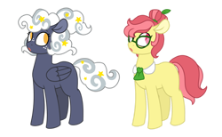 Size: 1280x790 | Tagged: safe, artist:sandwichbuns, oc, oc only, oc:dreamy cloud, oc:teacher's apple, earth pony, pegasus, pony, female, mare, simple background, transparent background