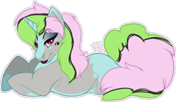 Size: 2641x1544 | Tagged: safe, artist:bagelbytes, oc, oc only, oc:scelli, unicorn, female, lipstick, mare, simple background, solo, transparent background