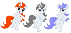 Size: 3612x1661 | Tagged: safe, artist:stabzor, oc, oc only, oc:apathia, oc:discentia, oc:karma, pony, unicorn, angry, bipedal, dancing, female, happy, high res, mare, ponified, reddit, simple background, transparent background, trio, vector