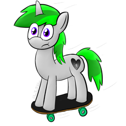 Size: 1280x1280 | Tagged: safe, artist:silversparkpone, oc, oc:silvaspark, pony, unicorn, male, simple background, skateboard, solo, stallion, transparent background