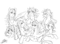 Size: 1000x727 | Tagged: safe, artist:soukitsubasa, oc, oc only, monochrome, sketch, sketch dump