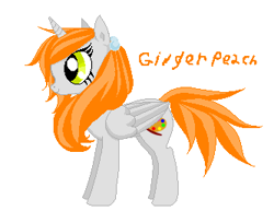 Size: 333x257 | Tagged: safe, artist:agdistis, oc, oc only, oc:ginger peach, alicorn, alicorn oc, green eyes, orange hair, simple background, white background