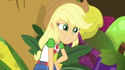 Size: 748x421 | Tagged: safe, screencap, applejack, better together, equestria girls, holidays unwrapped, solo