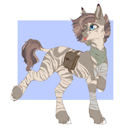 Size: 4616x4640 | Tagged: safe, artist:holoriot, oc, zebra, female, saddle bag, solo, tongue out